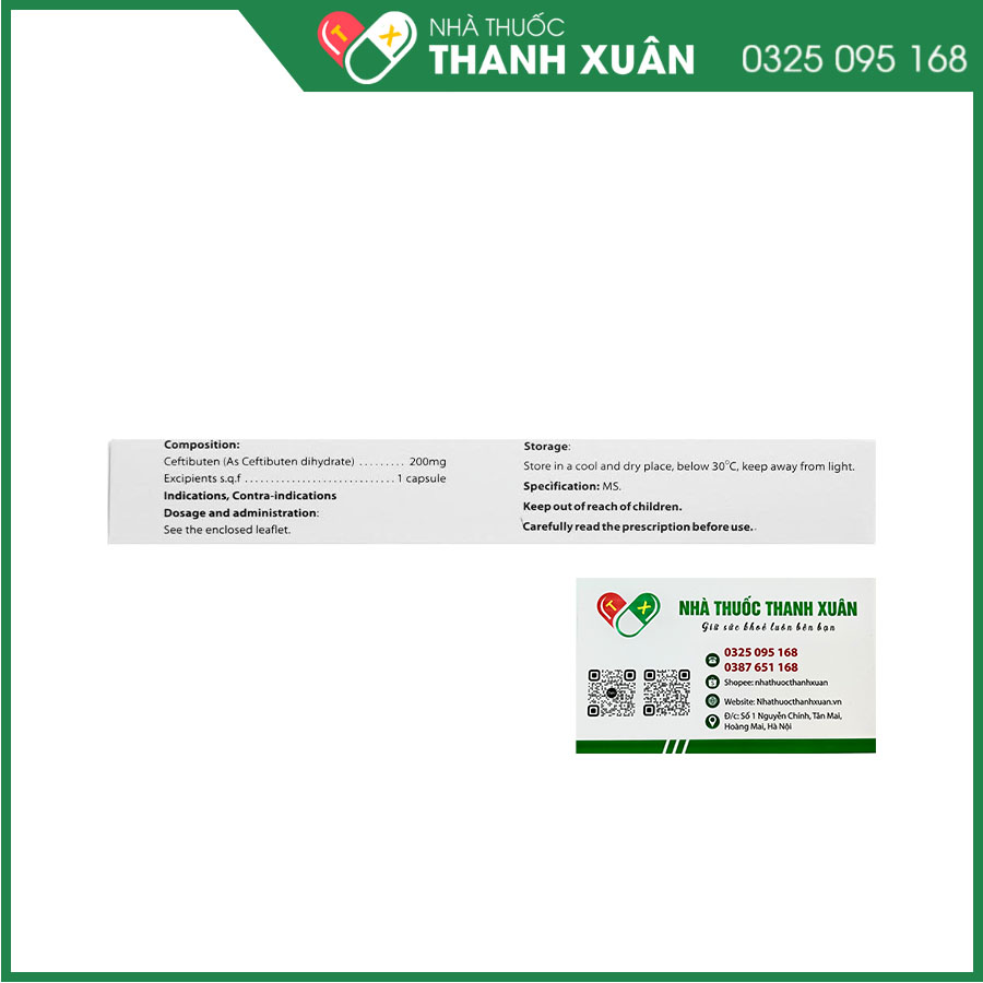 Cefbuten 200 điều trị các trường hợp nhiễm khuẩn vừa và nhẹ